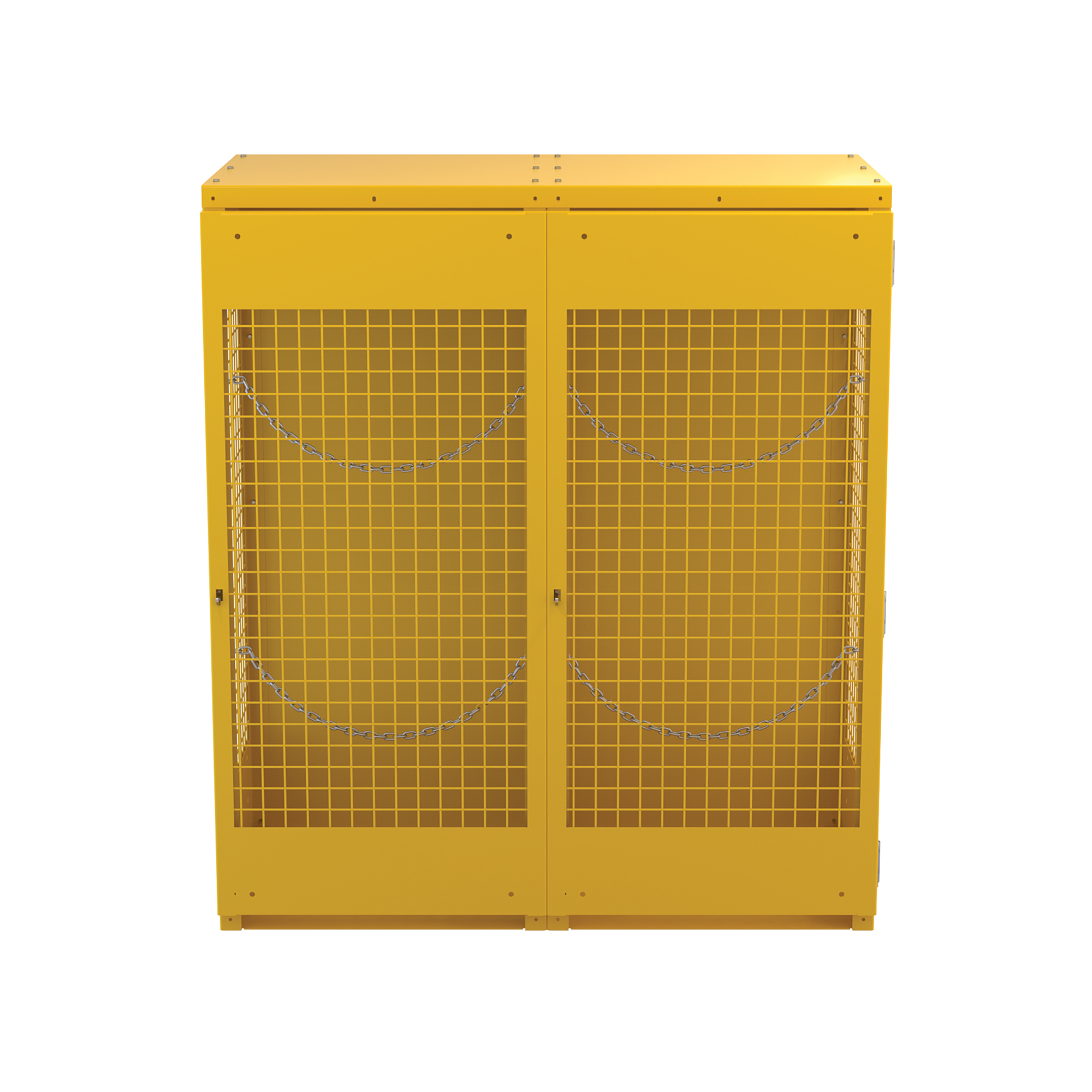 Vestil Vertical Cylinder Cabinet - 68.25in. Height, 60in. Width, 10-20 Cylinder Capacity, Steel, Yellow, Lockable, Model# CYL-V-1020-KD